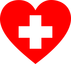 corazón rojo con cruz blanca